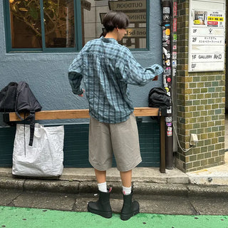Pleated cotton shorts