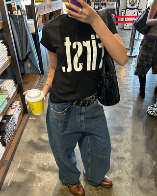 First Lettering Half T-Shirt