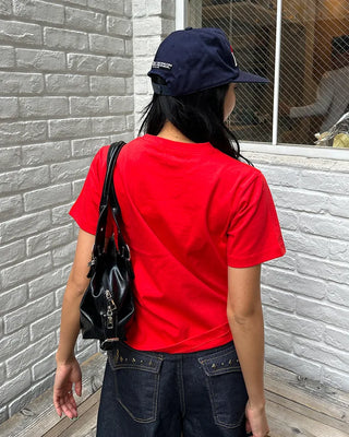 Round neck simple cotton half T-shirt