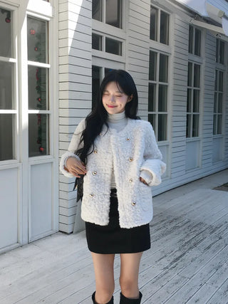 Boa tweed button jacket