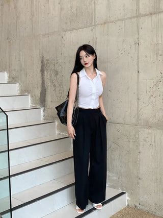 Buckle-tucked slacks (3 colors)