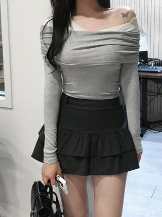 Striped frill skort