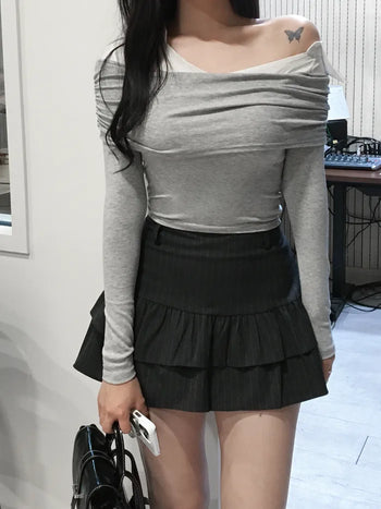 Striped frill skort