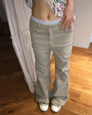 Double studded belt set with bootcut cotton pants