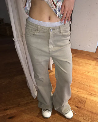 Double studded belt set with bootcut cotton pants