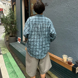 Pleated cotton shorts