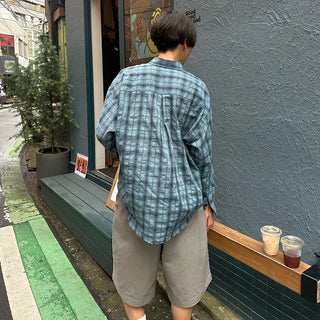 Pleated cotton shorts