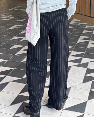 Pinstripe Linen Viscose Easy Pants