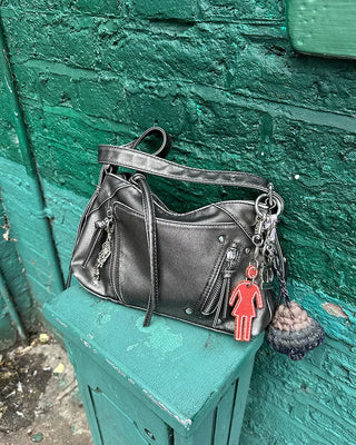 Vintage Washed Square Eyelet Shoulder Bag