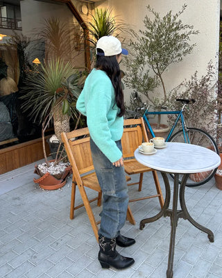 Side pocket loop straight denim pants