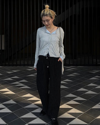 Pinstripe Linen Viscose Easy Pants