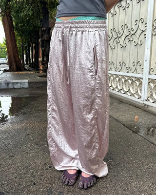 2-way hem satin easy pants