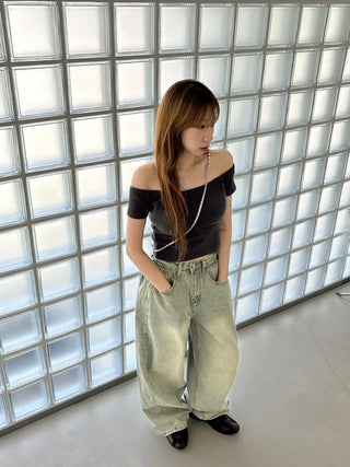 Pigmented Off-Shoulder Short-Sleeve T-Shirt (3 colors)