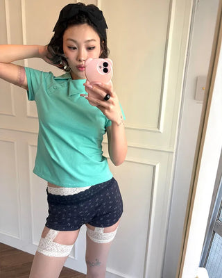 Unique Polo Neck Short Sleeve T-Shirt
