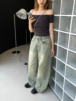 Pigmented Off-Shoulder Short-Sleeve T-Shirt (3 colors)