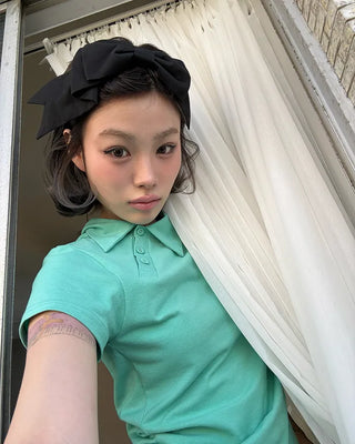 Unique Polo Neck Short Sleeve T-Shirt