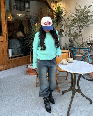 Side pocket loop straight denim pants