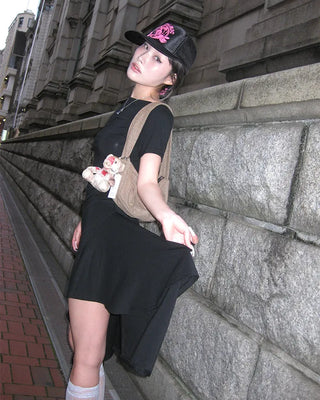 Waist Gathered Asymmetrical T-Shirt Dress