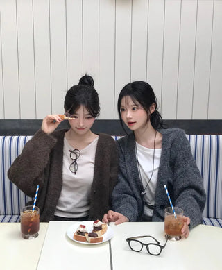 Angora V-neck cardigan