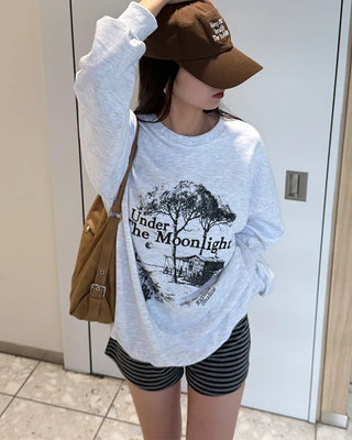 Wood print oversized sweatshirt