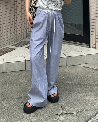Two-tone striped string pants