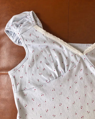 Mini Flower Cap Sleeve Semi-Cropped Top