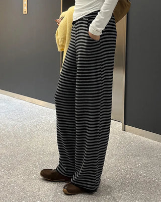 Striped elastic waist easy pants