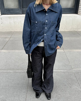 Double bust button pocket denim shirt