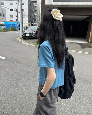 Round Simple Crop Short Sleeve T-Shirt