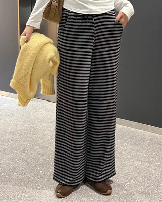 Striped elastic waist easy pants