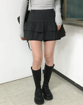 Striped frill skort