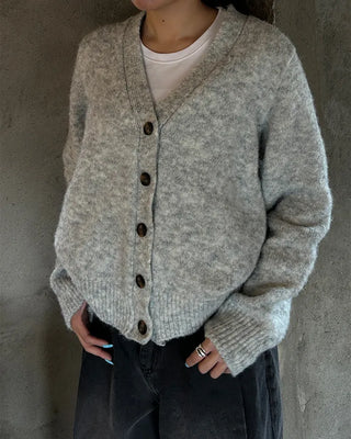 Wool V-neck button cardigan