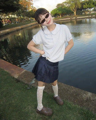 Flower lace sheer knee-high socks
