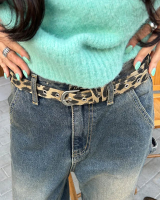 Leopard Serge Double Loop Belt