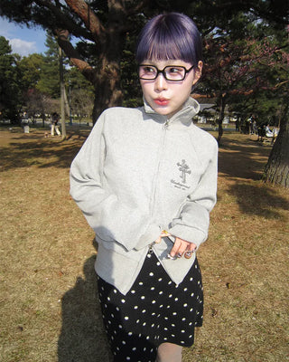 High-neck gothic double-zip hoodie