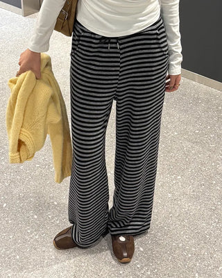 Striped elastic waist easy pants