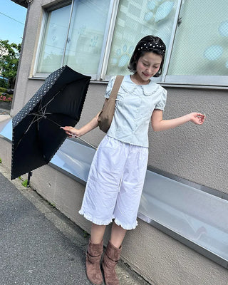 Dot Scallop Hem All-Weather Umbrella
