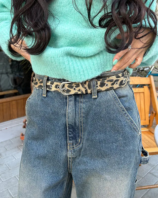 Leopard Serge Double Loop Belt