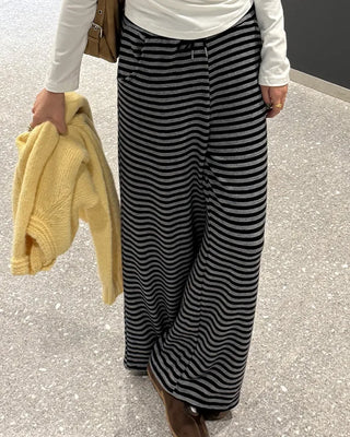 Striped elastic waist easy pants