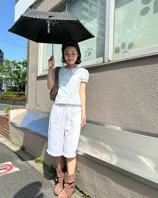 Dot Scallop Hem All-Weather Umbrella