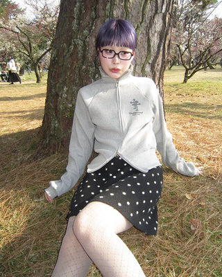 High-neck gothic double-zip hoodie