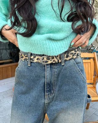Leopard Serge Double Loop Belt