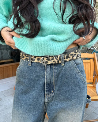 Leopard Serge Double Loop Belt
