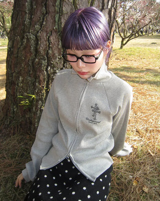 High-neck gothic double-zip hoodie