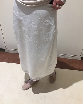 Flower Jacquard Layered Trapeze Skirt