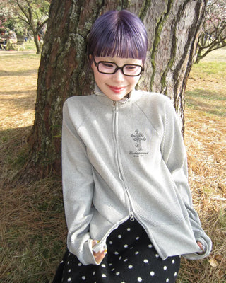 High-neck gothic double-zip hoodie