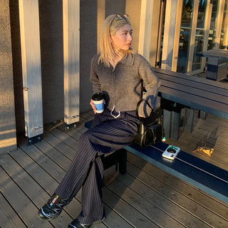 String stripe wide slacks