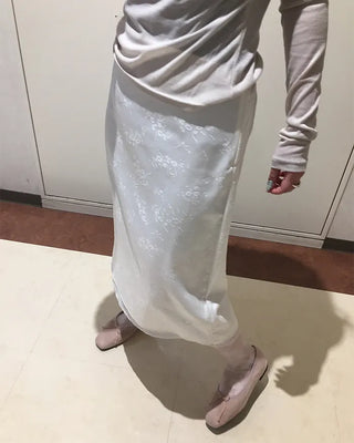 Flower Jacquard Layered Trapeze Skirt