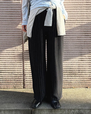 Pinstripe Linen Viscose Easy Pants