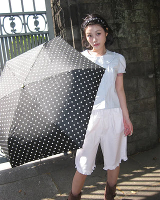 Frill hem easy wide half pants